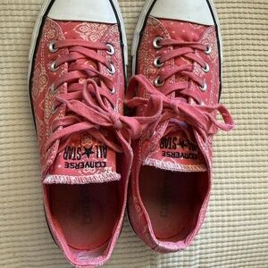Converse All Star Low Top Sneakers in Coral Red Paisley